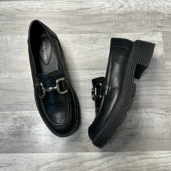 Chucky Lug Sole Vegan Leather Loafers Horsebit Loafers Size 7 1/2 Dark Academia - Picture 1 of 7